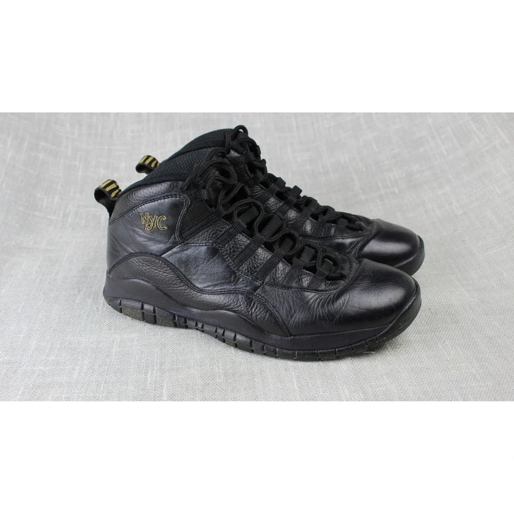 Nike Air Jordan 10 Retro NYC Black Metallic Gold 310805-012 Mens 10.5 High Top